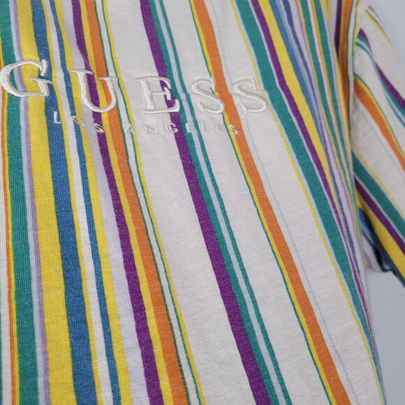 Guess Originals Riviera Striped T-Shirt Short Sleeve Retro Multicolor Size S - Picture 10 of 13
